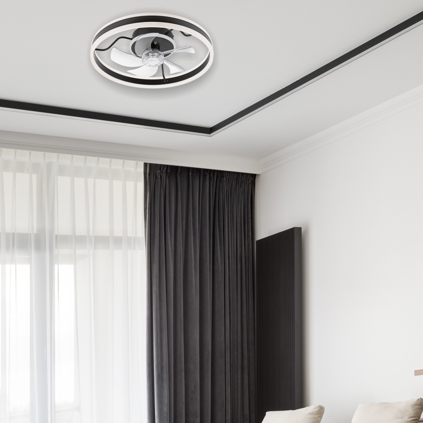 LED Zatemnitvena stropna svetilka z ventilatorjem APOLLO LED/38W/230V črna + Daljinski upravljalnik
