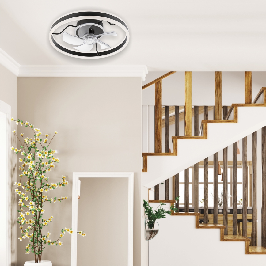LED Zatemnitvena stropna svetilka z ventilatorjem APOLLO LED/38W/230V črna + Daljinski upravljalnik