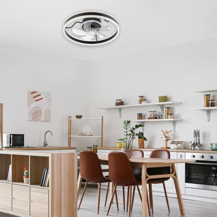 LED Zatemnitvena stropna svetilka z ventilatorjem APOLLO LED/38W/230V črna + Daljinski upravljalnik
