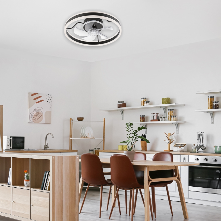 LED Zatemnitvena stropna svetilka z ventilatorjem APOLLO LED/38W/230V črna + Daljinski upravljalnik