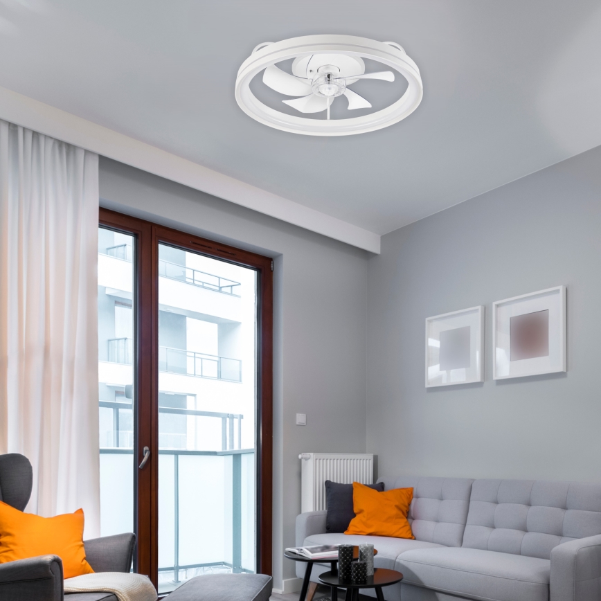 LED Zatemnitvena stropna svetilka z ventilatorjem FARGO LED/37W/230V bela + Daljinski upravljalnik