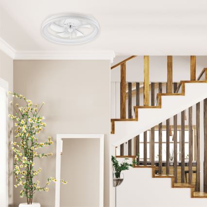 LED Zatemnitvena stropna svetilka z ventilatorjem FARGO LED/37W/230V bela + Daljinski upravljalnik