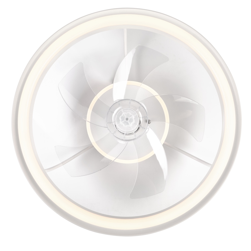 LED Zatemnitvena stropna svetilka z ventilatorjem FARGO LED/37W/230V bela + Daljinski upravljalnik