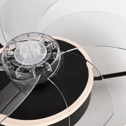 LED Zatemnitvena stropna svetilka z ventilatorjem FARGO LED/37W/230V črna + Daljinski upravljalnik