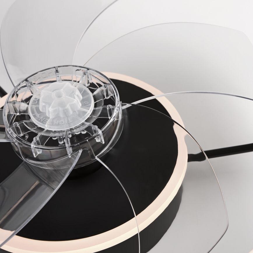 LED Zatemnitvena stropna svetilka z ventilatorjem FARGO LED/37W/230V črna + Daljinski upravljalnik