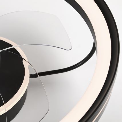 LED Zatemnitvena stropna svetilka z ventilatorjem FARGO LED/37W/230V črna + Daljinski upravljalnik