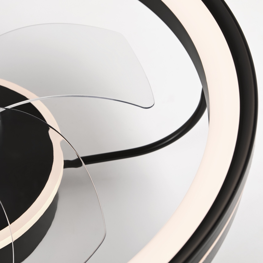 LED Zatemnitvena stropna svetilka z ventilatorjem FARGO LED/37W/230V črna + Daljinski upravljalnik