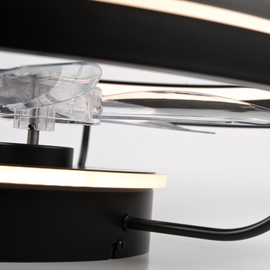 LED Zatemnitvena stropna svetilka z ventilatorjem FARGO LED/37W/230V črna + Daljinski upravljalnik