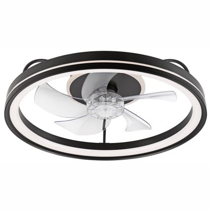 LED Zatemnitvena stropna svetilka z ventilatorjem FARGO LED/37W/230V črna + Daljinski upravljalnik