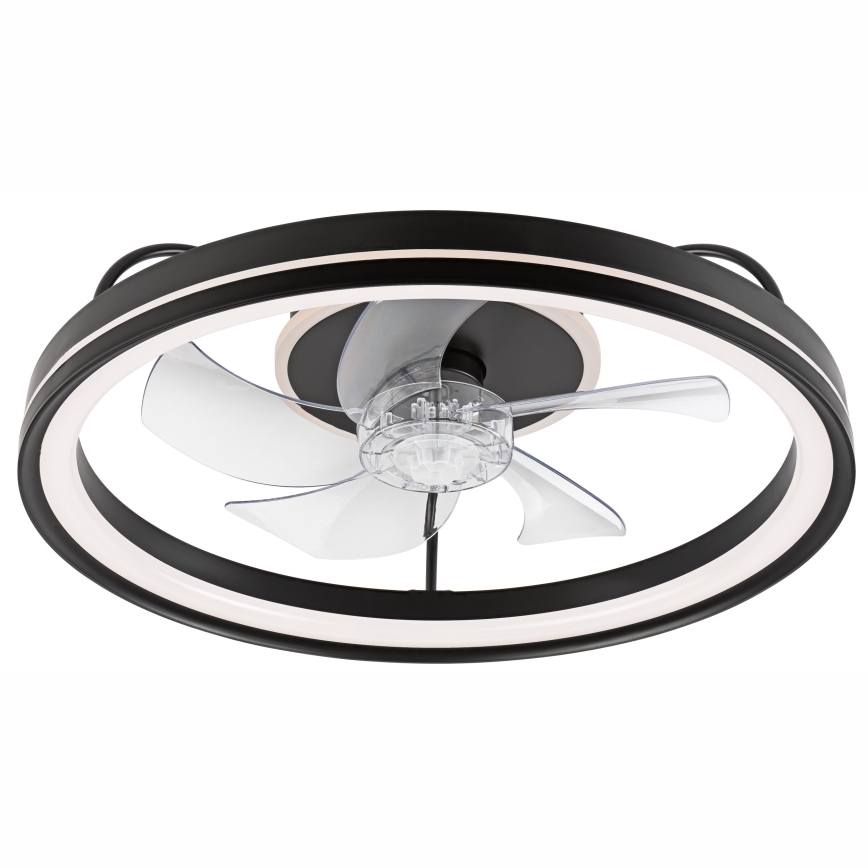 LED Zatemnitvena stropna svetilka z ventilatorjem FARGO LED/37W/230V črna + Daljinski upravljalnik