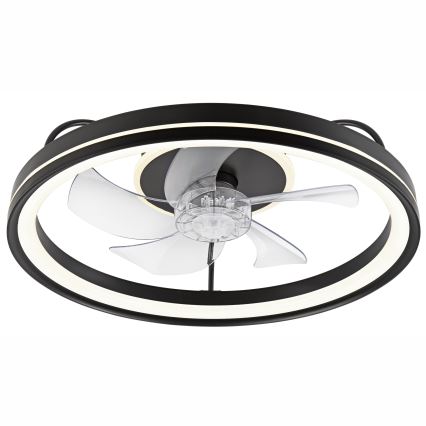 LED Zatemnitvena stropna svetilka z ventilatorjem FARGO LED/37W/230V črna + Daljinski upravljalnik