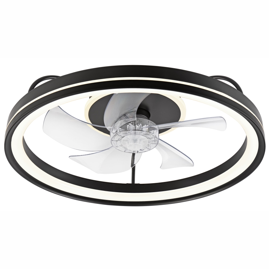 LED Zatemnitvena stropna svetilka z ventilatorjem FARGO LED/37W/230V črna + Daljinski upravljalnik