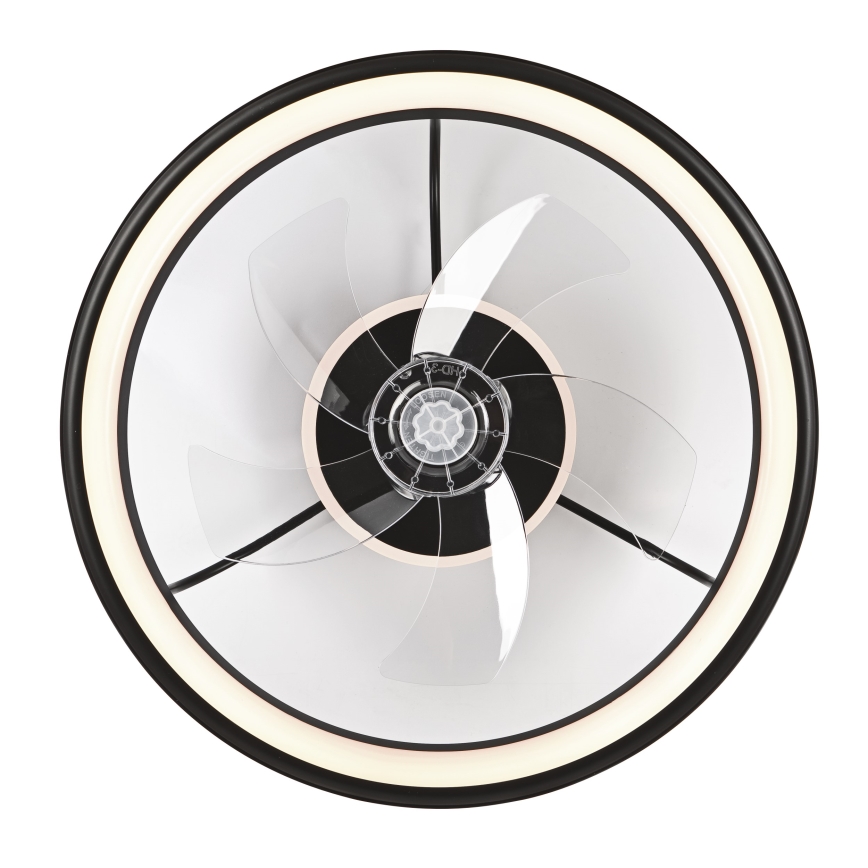 LED Zatemnitvena stropna svetilka z ventilatorjem FARGO LED/37W/230V črna + Daljinski upravljalnik