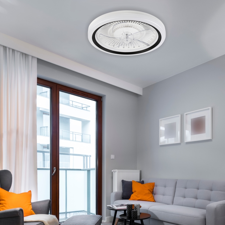 LED Zatemnitvena stropna svetilka z ventilatorjem GEMMA LED/37W/230V bela + Daljinski upravljalnik