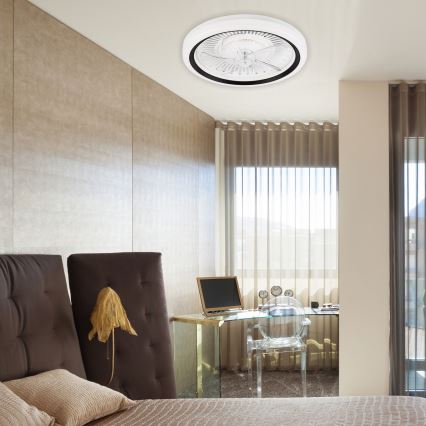 LED Zatemnitvena stropna svetilka z ventilatorjem GEMMA LED/37W/230V bela + Daljinski upravljalnik