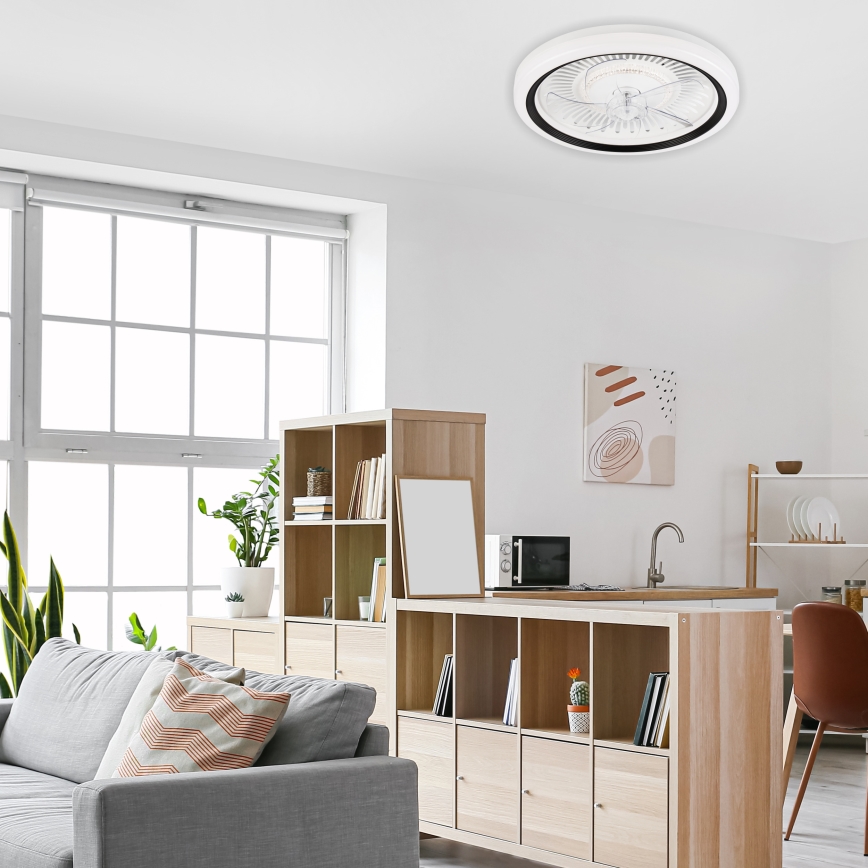 LED Zatemnitvena stropna svetilka z ventilatorjem GEMMA LED/37W/230V bela + Daljinski upravljalnik