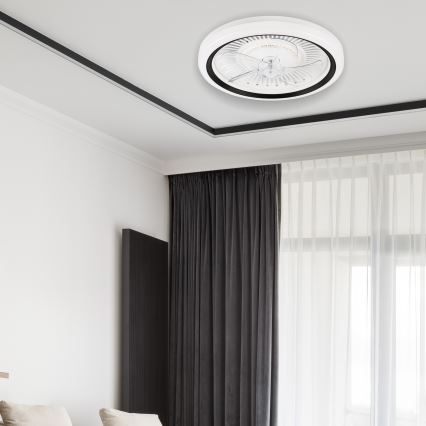 LED Zatemnitvena stropna svetilka z ventilatorjem GEMMA LED/37W/230V bela + Daljinski upravljalnik