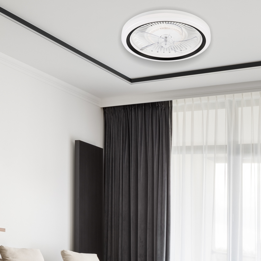 LED Zatemnitvena stropna svetilka z ventilatorjem GEMMA LED/37W/230V bela + Daljinski upravljalnik