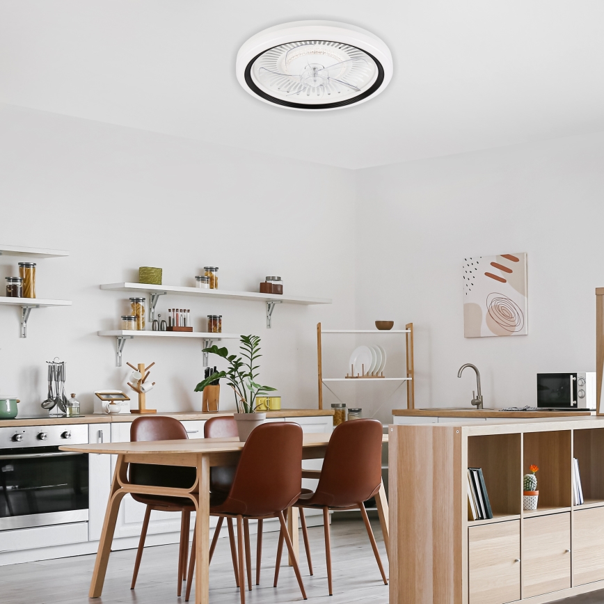 LED Zatemnitvena stropna svetilka z ventilatorjem GEMMA LED/37W/230V bela + Daljinski upravljalnik