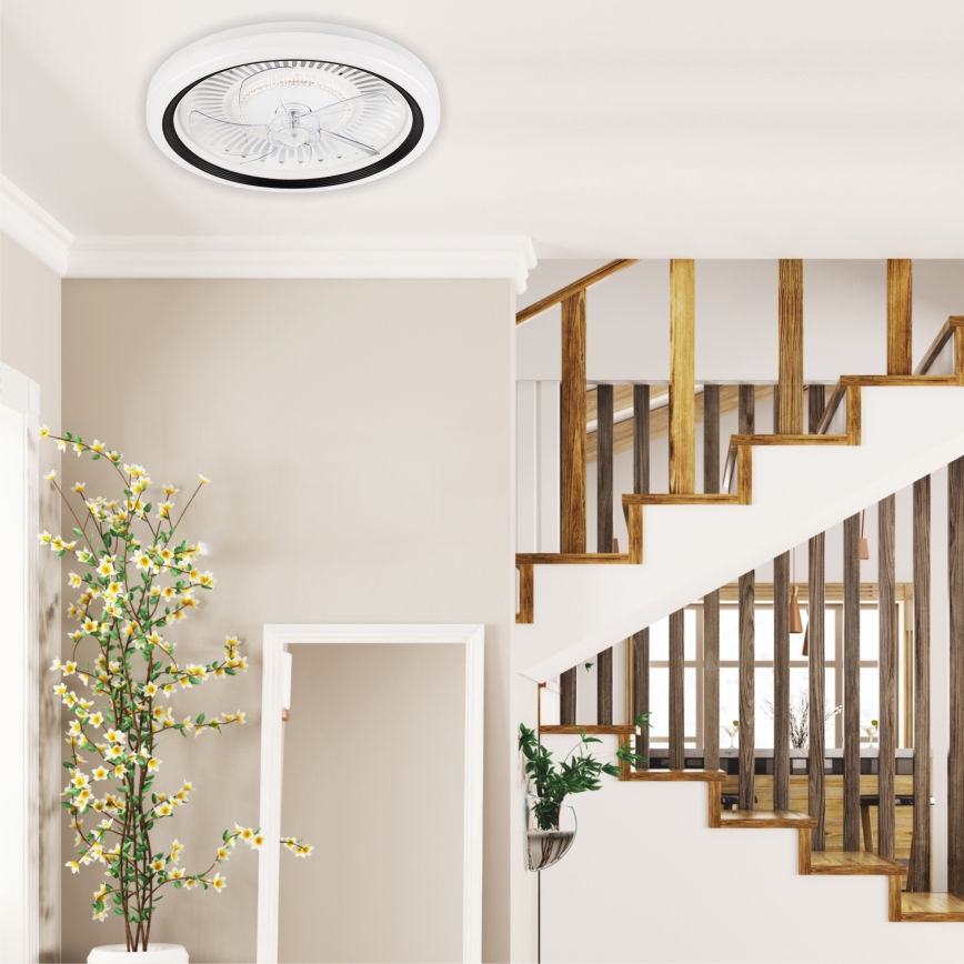 LED Zatemnitvena stropna svetilka z ventilatorjem GEMMA LED/37W/230V bela + Daljinski upravljalnik