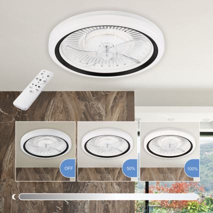 LED Zatemnitvena stropna svetilka z ventilatorjem GEMMA LED/37W/230V bela + Daljinski upravljalnik