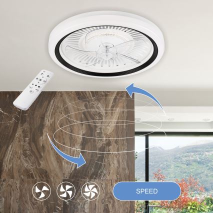LED Zatemnitvena stropna svetilka z ventilatorjem GEMMA LED/37W/230V bela + Daljinski upravljalnik