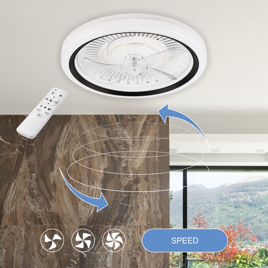 LED Zatemnitvena stropna svetilka z ventilatorjem GEMMA LED/37W/230V bela + Daljinski upravljalnik