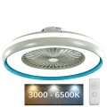 LED Stropna svetilka z ventilatorjem LED/45W/230V 3000/4000/6500K modra + Daljinski upravljalnik