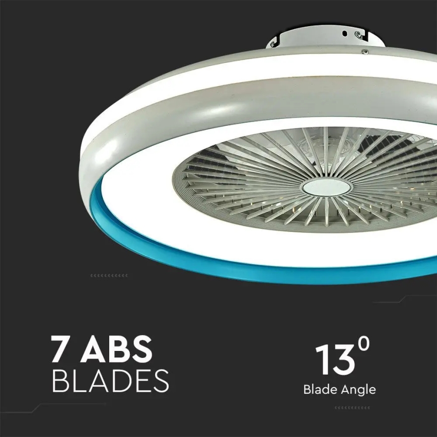 LED Stropna svetilka z ventilatorjem LED/45W/230V 3000/4000/6500K modra + Daljinski upravljalnik