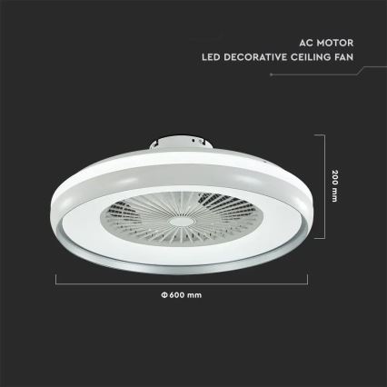 LED Stropna svetilka z ventilatorjem LED/45W/230V 3000/4000/6500K siva + Daljinski upravljalnik