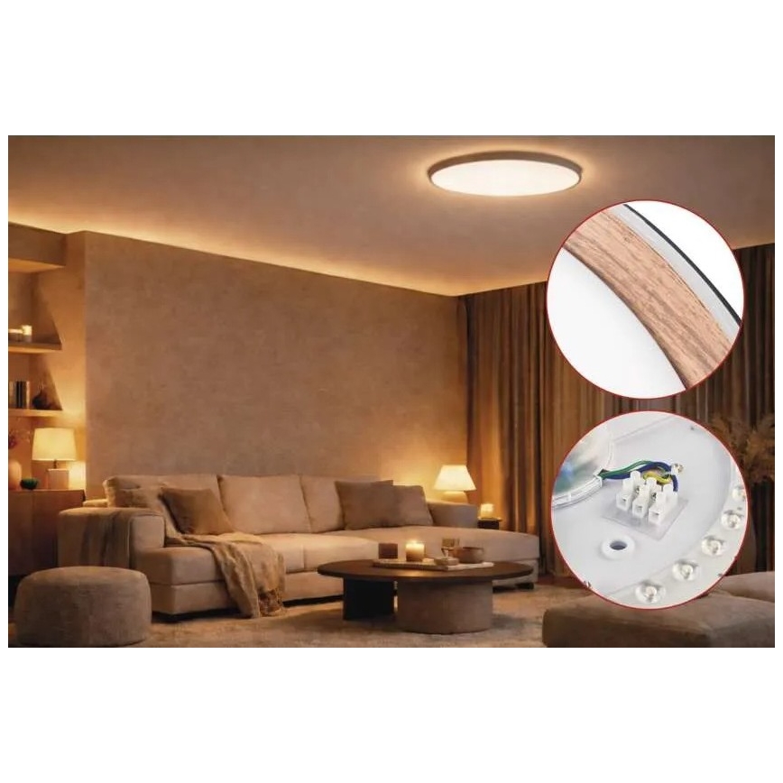 LED zatemnljivo stropno svetilo ILVI LED/30W/230V 2700-6500K Ø 40 cm črna/bež + daljinski upravljalnik