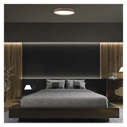 Zatemnljiva LED stropna svetilka ILVI LED/45W/230V 2700-6500K, premer 50 cm, lesni dekor + daljinski upravljalnik