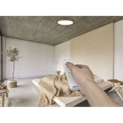 Zatemnljiva LED stropna svetilka ILVI LED/45W/230V 2700-6500K, premer 50 cm, lesni dekor + daljinski upravljalnik