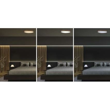 Zatemnljiva LED stropna svetilka ILVI LED/45W/230V 2700-6500K, premer 50 cm, lesni dekor + daljinski upravljalnik