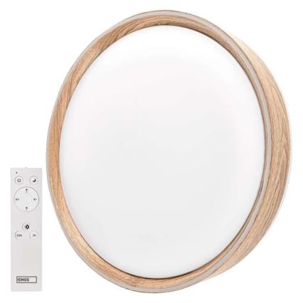 Zatemnljiva LED stropna svetilka ILVI LED/45W/230V 2700-6500K, premer 50 cm, lesni dekor + daljinski upravljalnik