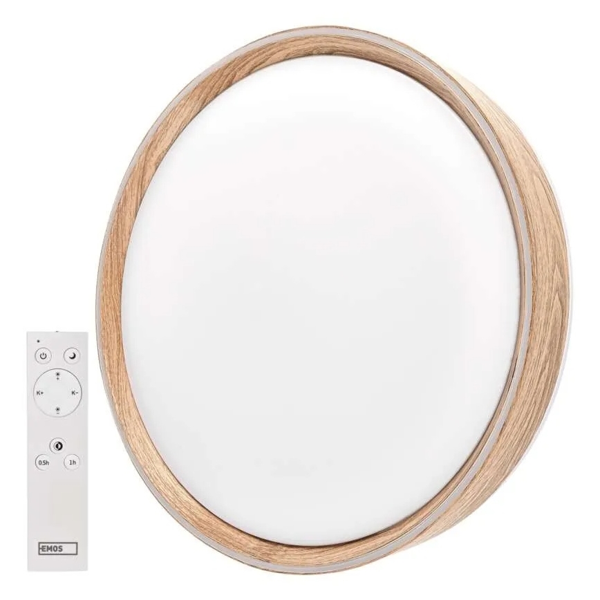 Zatemnljiva LED stropna svetilka ILVI LED/45W/230V 2700-6500K, premer 50 cm, lesni dekor + daljinski upravljalnik