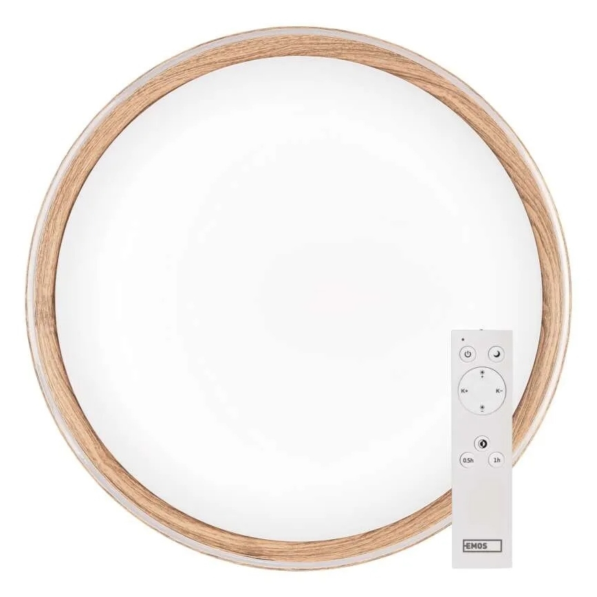 Zatemnljiva LED stropna svetilka ILVI LED/45W/230V 2700-6500K, premer 50 cm, lesni dekor + daljinski upravljalnik