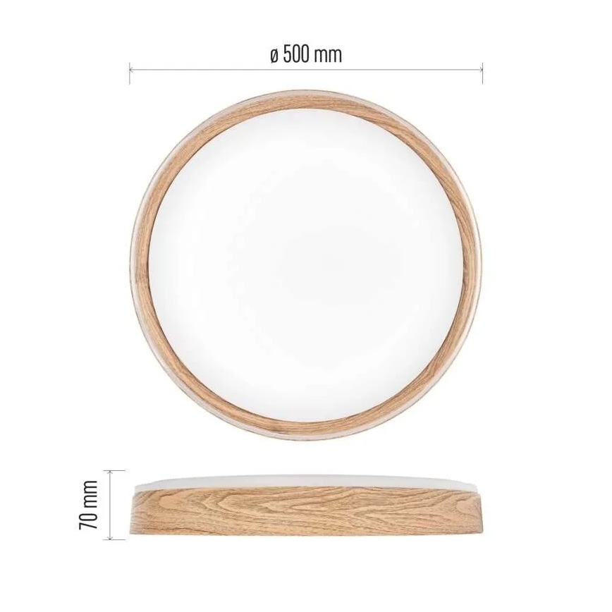 Zatemnljiva LED stropna svetilka ILVI LED/45W/230V 2700-6500K, premer 50 cm, lesni dekor + daljinski upravljalnik