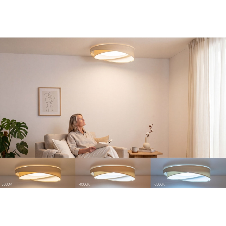 Zatemnjiva LED stropna svetilka SMART GALAXY MODERN LED/24W/230V 3000-6500K premer 55 cm kremna/bela + daljinski upravljalnik