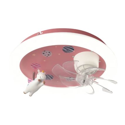 LED otroška stropna svetilka s funkcijo zatemnitve in ventilatorjem LED/48W/230V 3000/4000/6000K rožnata + daljinski upravljalnik