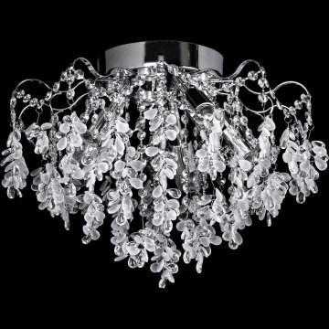 LED stropni lestenec za površinsko montažo 4xE27/60W/230V + 4xLED/3W, premer 40 cm, sijajni krom
