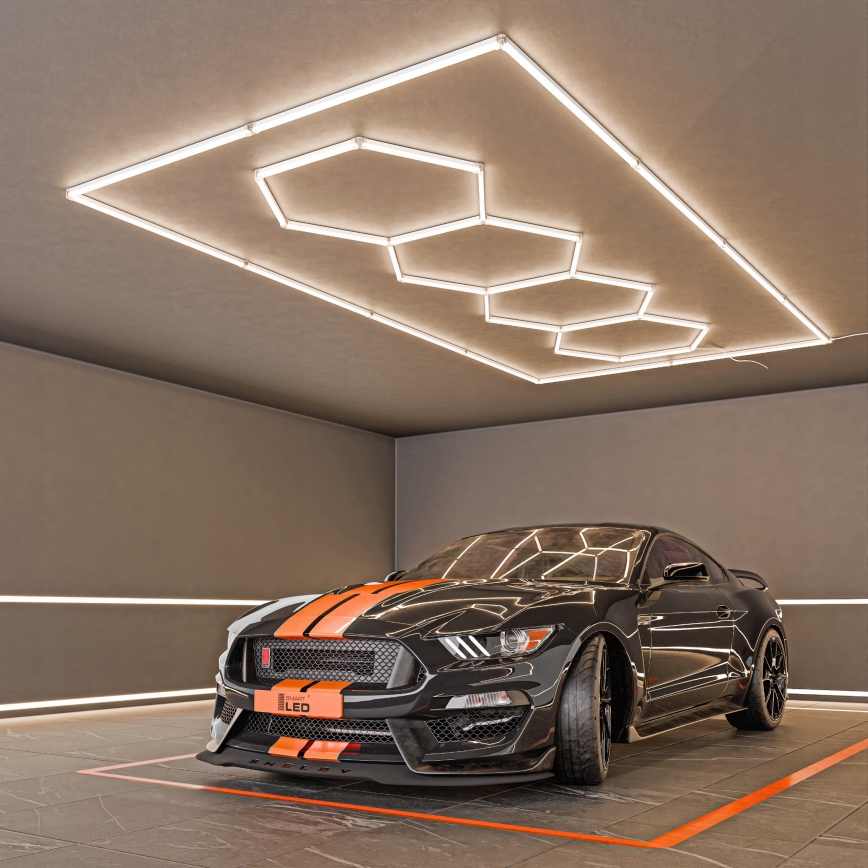 LED stropno svetilo HEXAGON LED/384W/85-265V 4000K 484x243 cm CRI 90 IP54 bela