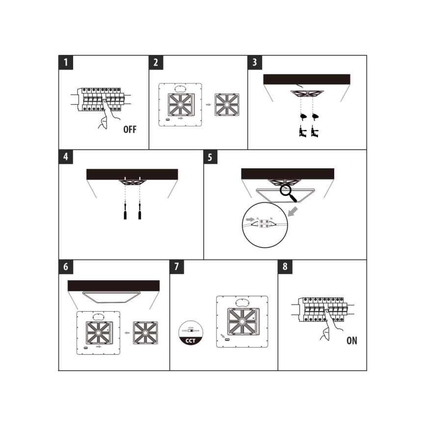 LED stropno svetilo LED/24W/230V 3000/4000/6500K 30x30 cm črna