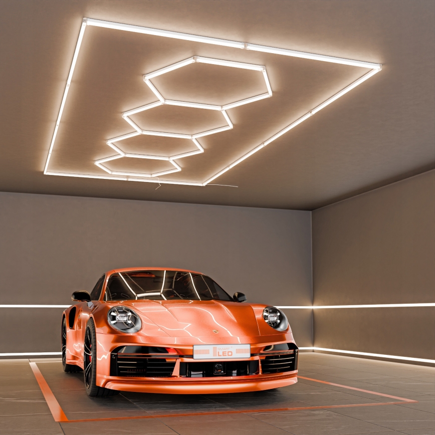 LED stropno svetilo HEXAGON LED/384W/85-265V 4000K 484x243 cm CRI 90 IP54 bela