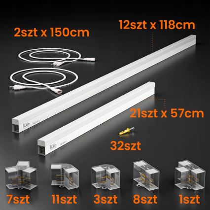 LED stropno svetilo HEXAGON LED/384W/85-265V 4000K 484x243 cm CRI 90 IP54 bela