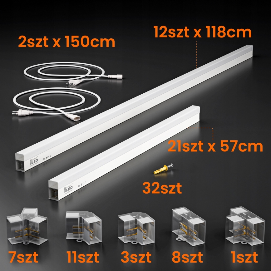 LED stropno svetilo HEXAGON LED/384W/85-265V 4000K 484x243 cm CRI 90 IP54 bela