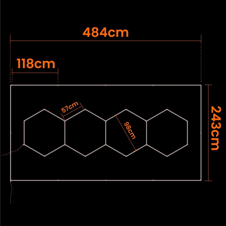 LED stropno svetilo HEXAGON LED/384W/85-265V 4000K 484x243 cm CRI 90 IP54 bela