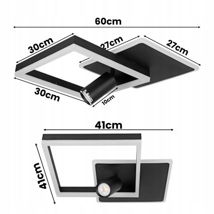 LED stropno svetilo LED/38W/230V + 1xGU10/30W črna