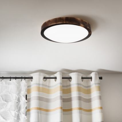 LED stropno svetilo OAK SMOKY SLIM LED/20W/230V 4000K Ø 27 cm hrast/temno rjava