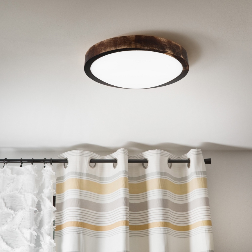 LED stropno svetilo OAK SMOKY SLIM LED/20W/230V 4000K Ø 27 cm hrast/temno rjava